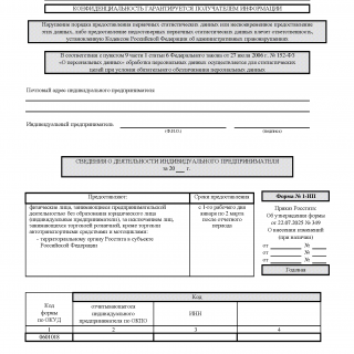 Форма 1-ИП. Сведения о деятельности индивидуального предпринимателя 2025