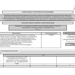 Форма 1-Т (условия труда). Сведения о состоянии условий труда и компенсациях на работах с вредными и (или) опасными условиями труда