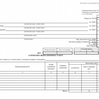 Форма КС-2. Акт о приемке выполненных работ 