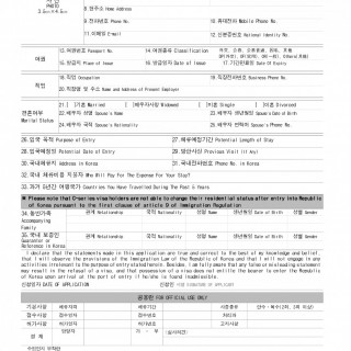 Анкета на визу в Южную Корею
