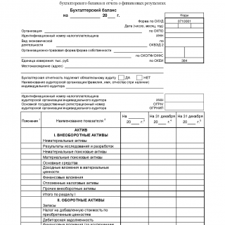Бухгалтерский баланс - Форма 1. С 2020 года