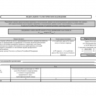 Форма П-4 (НЗ). Сведения о неполной занятости и движении работников