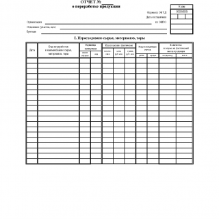 Форма СП-28. Отчет о переработке продукции