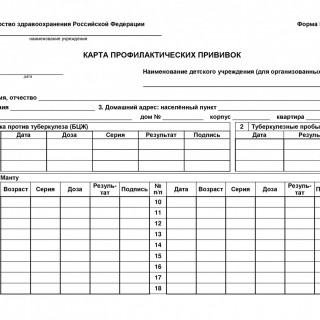 Прививочная карта форма