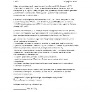 Генеральная доверенность от юридического лица Генеральная доверенность от юридического лица