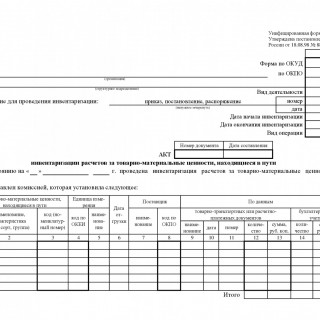 Акт инвентаризации товарно - материальных ценностей, находящихся в пути. Форма ИНВ-6 