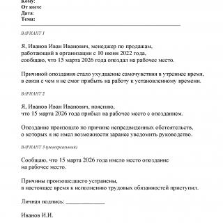 Объяснительная записка с вариантами Объяснительная записка с вариантами