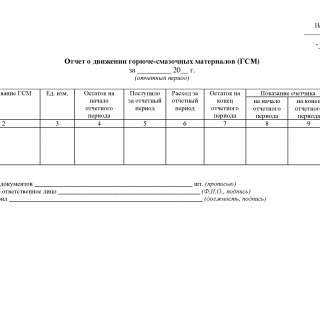 Отчет о движении горюче-смазочных материалов Отчет о движении горюче-смазочных материалов