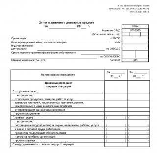 Отчет о движении денежных средств - Форма 4. за 2019 год