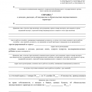 Справка о доходах, расходах и имуществе за 2025 год