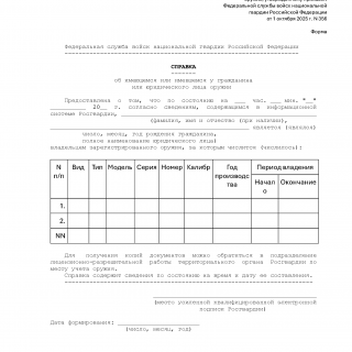 Справка об имеющемся оружии