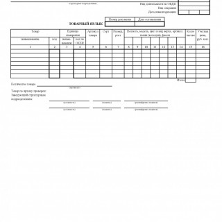 Товарный ярлык. Форма ТОРГ-11 