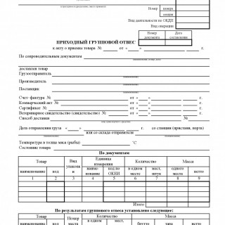 Приходный групповой отвес. Форма ТОРГ-17 