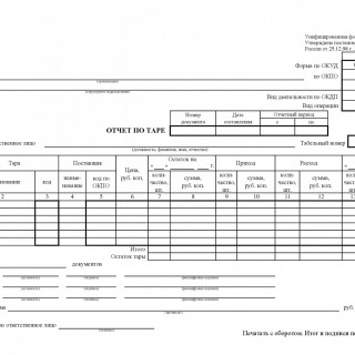 Отчет по таре. Форма ТОРГ-30