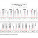 Производственный календарь на 2022 год для пятидневной рабочей недели